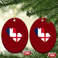 France England Flag Hearts Splatter Graphic Ceramic Ornament Anglo English French Heritage Love Unity