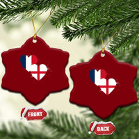France England Flag Hearts Splatter Graphic Ceramic Ornament Anglo English French Heritage Love Unity