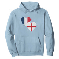 France England Flag Hearts Splatter Graphic Hoodie Anglo English French Heritage Love Unity