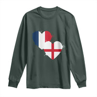 France England Flag Hearts Splatter Graphic Long Sleeve Shirt Anglo English French Heritage Love Unity