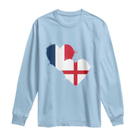 France England Flag Hearts Splatter Graphic Long Sleeve Shirt Anglo English French Heritage Love Unity