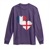 France England Flag Hearts Splatter Graphic Long Sleeve Shirt Anglo English French Heritage Love Unity