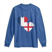 France England Flag Hearts Splatter Graphic Long Sleeve Shirt Anglo English French Heritage Love Unity
