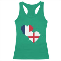 France England Flag Hearts Splatter Graphic Racerback Tank Top Anglo English French Heritage Love Unity