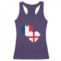 France England Flag Hearts Splatter Graphic Racerback Tank Top Anglo English French Heritage Love Unity