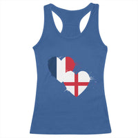 France England Flag Hearts Splatter Graphic Racerback Tank Top Anglo English French Heritage Love Unity