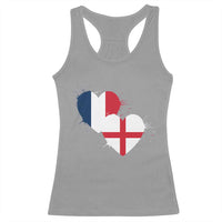 France England Flag Hearts Splatter Graphic Racerback Tank Top Anglo English French Heritage Love Unity
