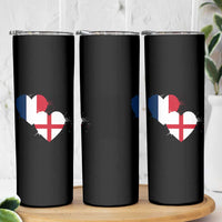 France England Flag Hearts Splatter Graphic Skinny Tumbler Anglo English French Heritage Love Unity