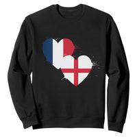 France England Flag Hearts Splatter Graphic Sweatshirt Anglo English French Heritage Love Unity