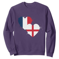 France England Flag Hearts Splatter Graphic Sweatshirt Anglo English French Heritage Love Unity