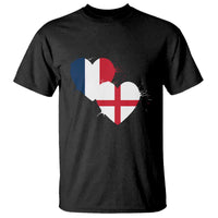 France England Flag Hearts Splatter Graphic T Shirt Anglo English French Heritage Love Unity