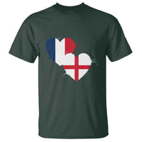 France England Flag Hearts Splatter Graphic T Shirt Anglo English French Heritage Love Unity