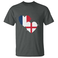 France England Flag Hearts Splatter Graphic T Shirt Anglo English French Heritage Love Unity