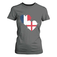 France England Flag Hearts Splatter Graphic T Shirt For Women Anglo English French Heritage Love Unity