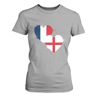 France England Flag Hearts Splatter Graphic T Shirt For Women Anglo English French Heritage Love Unity