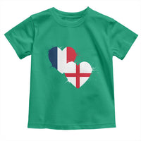 France England Flag Hearts Splatter Graphic Toddler T Shirt Anglo English French Heritage Love Unity