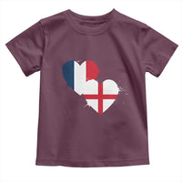 France England Flag Hearts Splatter Graphic Toddler T Shirt Anglo English French Heritage Love Unity