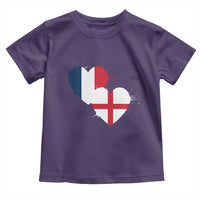 France England Flag Hearts Splatter Graphic Toddler T Shirt Anglo English French Heritage Love Unity