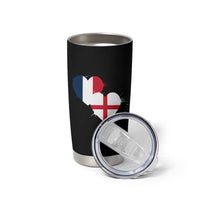 France England Flag Hearts Splatter Graphic Tumbler Cup Anglo English French Heritage Love Unity
