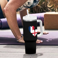 France England Flag Hearts Splatter Graphic Tumbler With Handle Anglo English French Heritage Love Unity