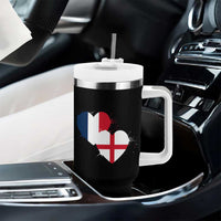 France England Flag Hearts Splatter Graphic Tumbler With Handle Anglo English French Heritage Love Unity