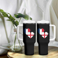 France England Flag Hearts Splatter Graphic Tumbler With Handle Anglo English French Heritage Love Unity
