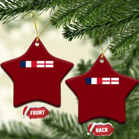 France England Dual Flag Graphic Ceramic Ornament Anglo English French Heritage Mixed Roots Pride Match Day