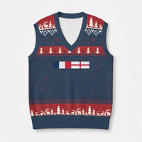 France England Dual Flag Graphic V-Neck Knit Sweater Vest Anglo English French Heritage Mixed Roots Pride Match Day
