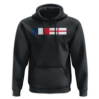 France England Dual Flag Graphic Hoodie Anglo English French Heritage Mixed Roots Pride Match Day