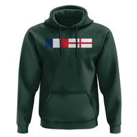 France England Dual Flag Graphic Hoodie Anglo English French Heritage Mixed Roots Pride Match Day