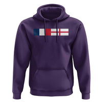 France England Dual Flag Graphic Hoodie Anglo English French Heritage Mixed Roots Pride Match Day