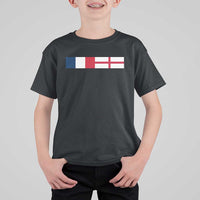 France England Dual Flag Graphic T Shirt For Kid Anglo English French Heritage Mixed Roots Pride Match Day