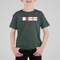 France England Dual Flag Graphic T Shirt For Kid Anglo English French Heritage Mixed Roots Pride Match Day