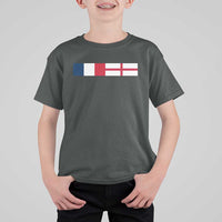 France England Dual Flag Graphic T Shirt For Kid Anglo English French Heritage Mixed Roots Pride Match Day