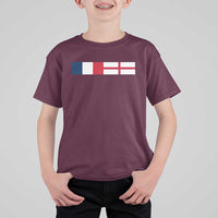France England Dual Flag Graphic T Shirt For Kid Anglo English French Heritage Mixed Roots Pride Match Day
