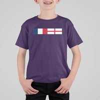 France England Dual Flag Graphic T Shirt For Kid Anglo English French Heritage Mixed Roots Pride Match Day