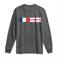 France England Dual Flag Graphic Long Sleeve Shirt Anglo English French Heritage Mixed Roots Pride Match Day