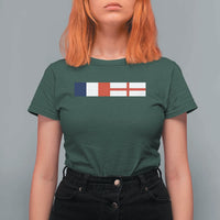 France England Dual Flag Graphic T Shirt For Women Anglo English French Heritage Mixed Roots Pride Match Day