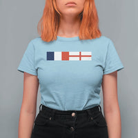 France England Dual Flag Graphic T Shirt For Women Anglo English French Heritage Mixed Roots Pride Match Day