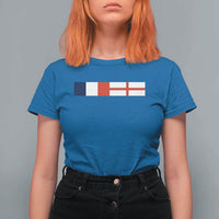 France England Dual Flag Graphic T Shirt For Women Anglo English French Heritage Mixed Roots Pride Match Day