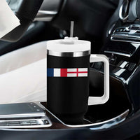 France England Dual Flag Graphic Tumbler With Handle Anglo English French Heritage Mixed Roots Pride Match Day