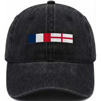 France England Dual Flag Graphic Washed Cotton Baseball Cap Anglo English French Heritage Mixed Roots Pride Match Day