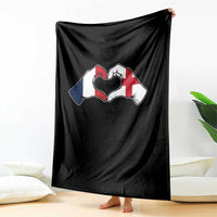 Proud Fance England Heritage Hand Heart Graphic Throw Blanket French English Anglo Roots Cross Border Love Unity