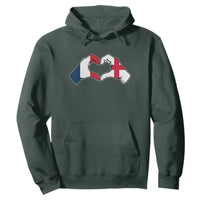 Proud Fance England Heritage Hand Heart Graphic Hoodie French English Anglo Roots Cross Border Love Unity