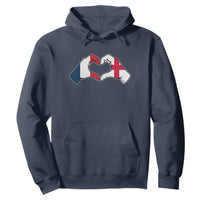 Proud Fance England Heritage Hand Heart Graphic Hoodie French English Anglo Roots Cross Border Love Unity