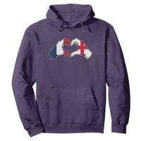 Proud Fance England Heritage Hand Heart Graphic Hoodie French English Anglo Roots Cross Border Love Unity