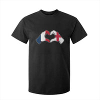 Proud Fance England Heritage Hand Heart Graphic T Shirt For Kid French English Anglo Roots Cross Border Love Unity