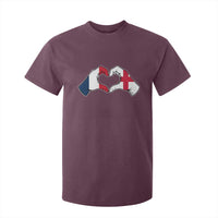 Proud Fance England Heritage Hand Heart Graphic T Shirt For Kid French English Anglo Roots Cross Border Love Unity