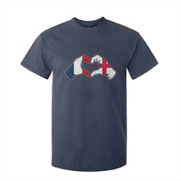 Proud Fance England Heritage Hand Heart Graphic T Shirt For Kid French English Anglo Roots Cross Border Love Unity