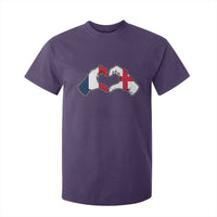 Proud Fance England Heritage Hand Heart Graphic T Shirt For Kid French English Anglo Roots Cross Border Love Unity